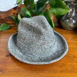 Vintage Bee Hats Gray Tweed Fedora Hat Size 6 7/8 Speckled Wool Blend Uni